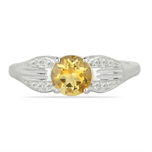 REAL CITRINE GEMSTONE CLASSIC RING IN 925 SILVER
